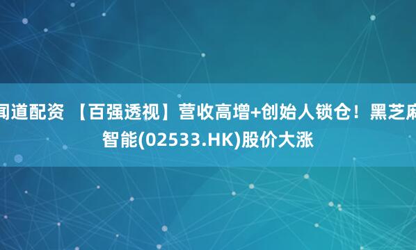 闻道配资 【百强透视】营收高增+创始人锁仓!黑芝麻智能(02533.HK)股价大涨
